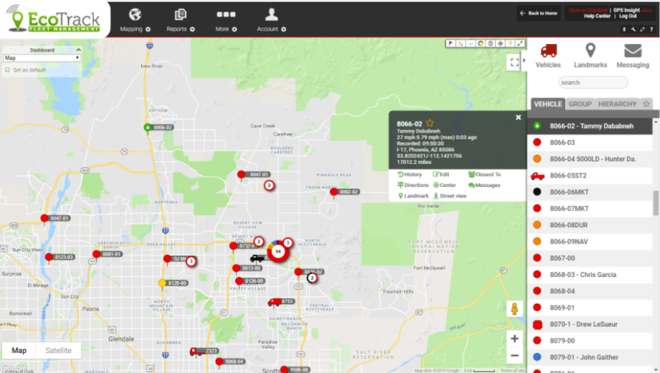 screenshot of EcoTrack Fleet Management